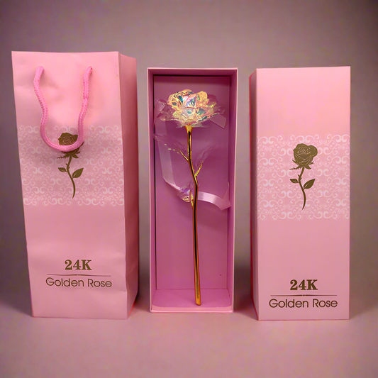 24K Galaxy Rose with colorful LED lights as romantic gift