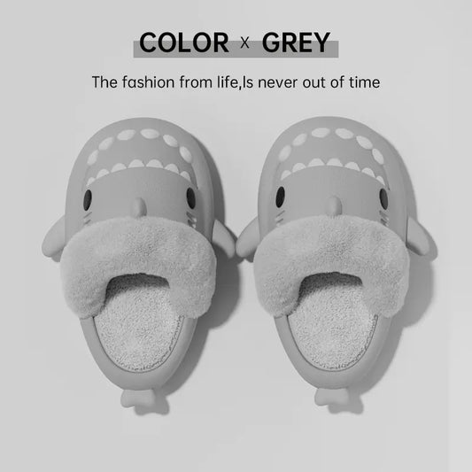 Winter Shark Detachable Warm Fuzzy Slippers