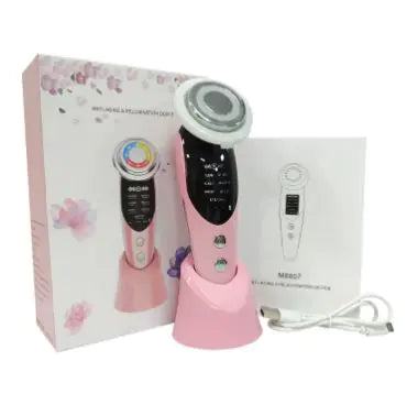 7-in-1 EMS facial massager with LED light and microcurrent mode