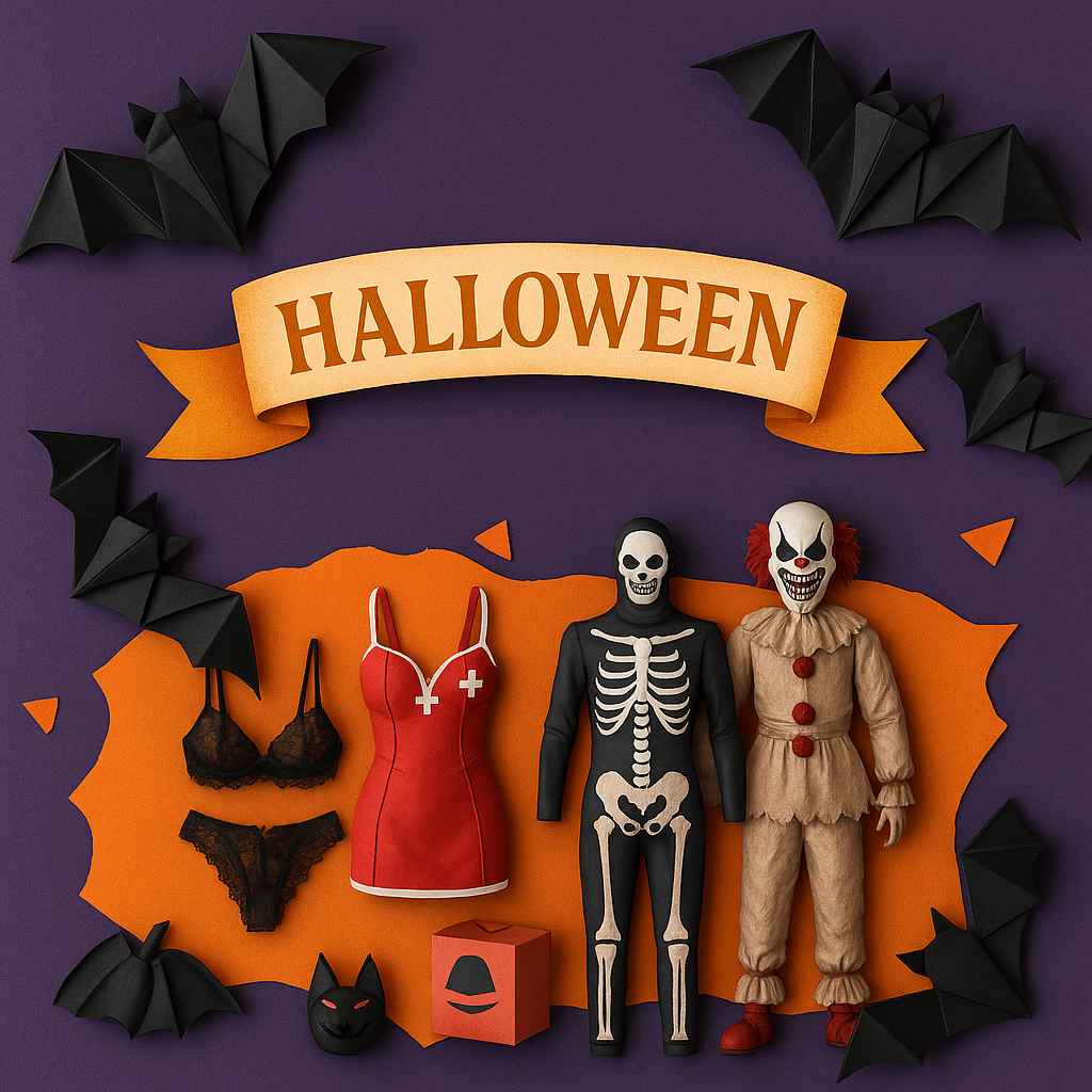 Shop the Halloween Collection at Unified Vision—featuring fun and scary costumes, including lace sets, spooky skeleton suits, nurse outfits, creepy clown gear and gothic flair make this the ultimate Halloween shop for couples and thrill-seekers