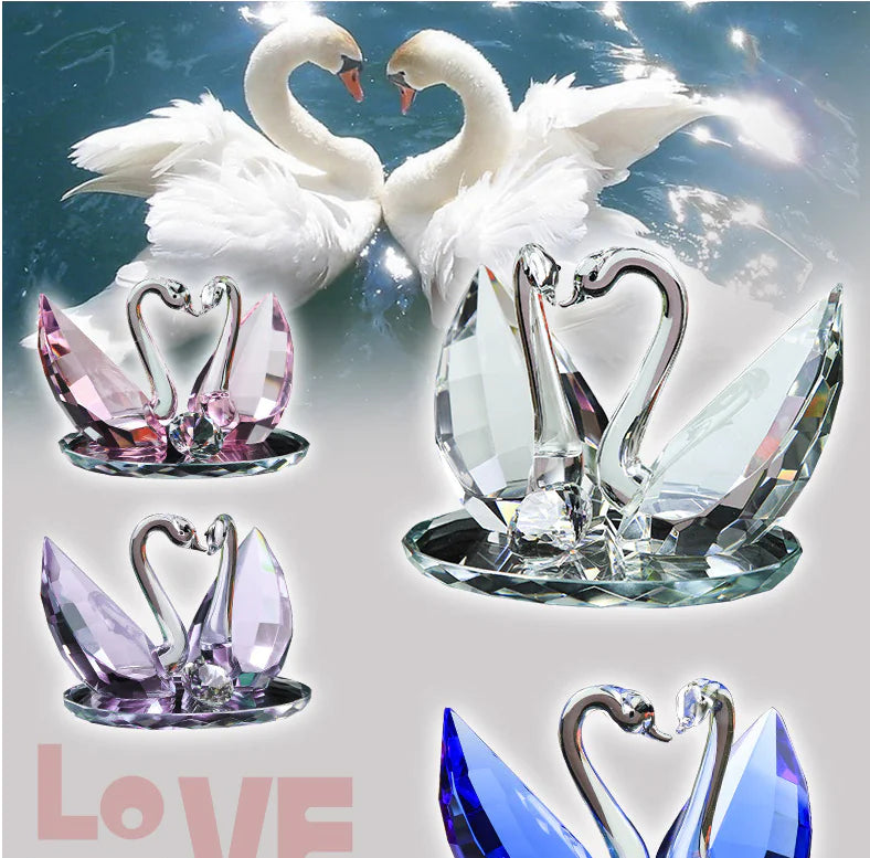 Crystal Swan Figurine - Elegant Decorative Accent
