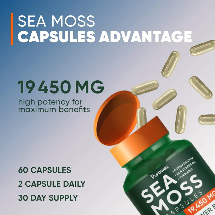 Irish Sea Moss Wellness Capsules: 30-Day Supply (60 Capsules)