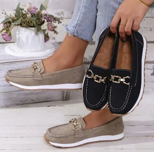 Chic Chain-Link Ladies' Loafers