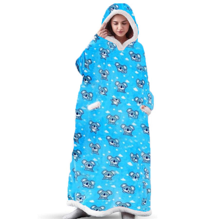 Super Long Flannel Blanket With Sleeves Winter Hoodies Sweatshirt Women Men Pullover Fleece Giant TV Blanket Oversized