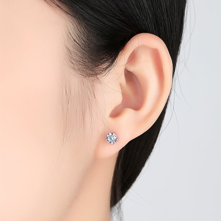 S925 Silver Hearts & Arrows Zircon Silver Stud Earrings