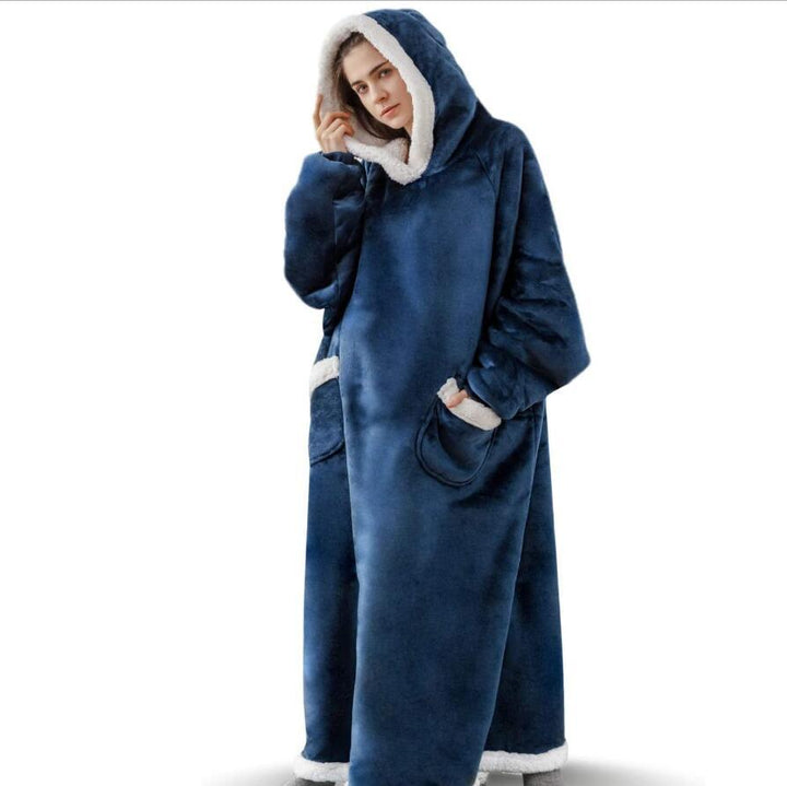 Super Long Flannel Blanket With Sleeves Winter Hoodies Sweatshirt Women Men Pullover Fleece Giant TV Blanket Oversized