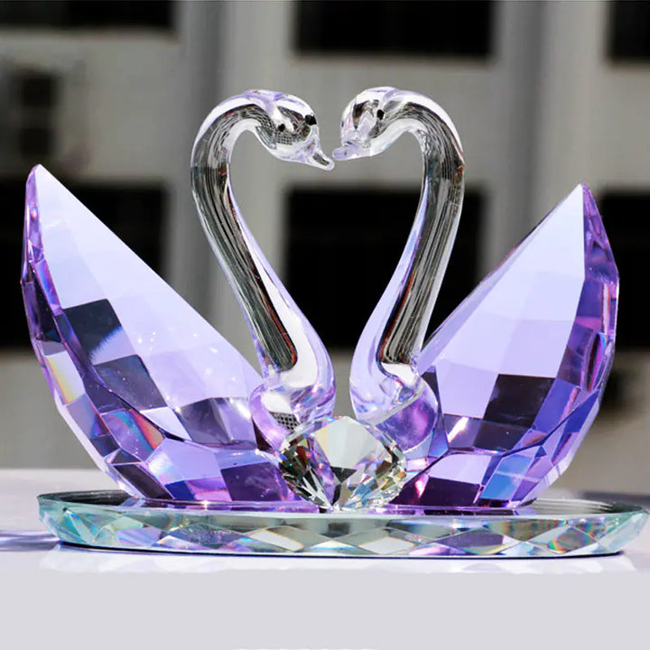 Crystal Swan Figurine - Elegant Decorative Accent