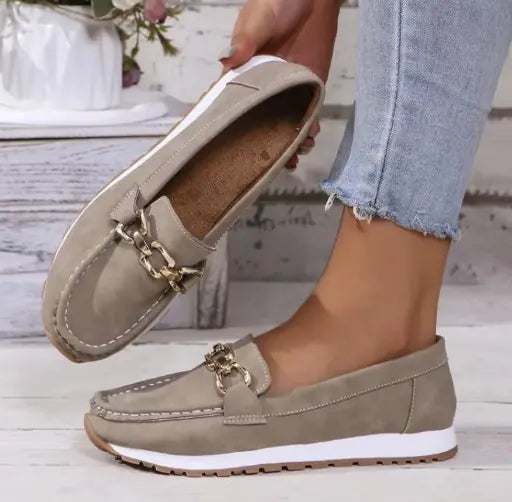 Chic Chain-Link Ladies' Loafers