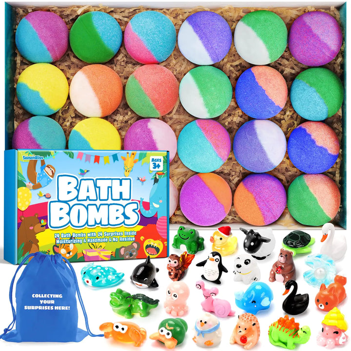 Kids Bath Bomb Set with Surprise Toys – 24 Pack