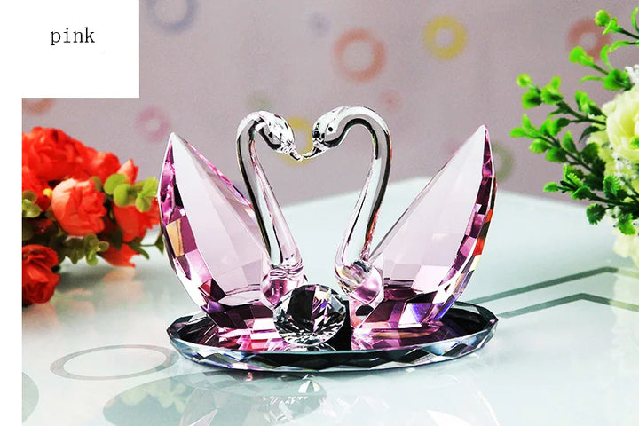 Crystal Swan Figurine - Elegant Decorative Accent