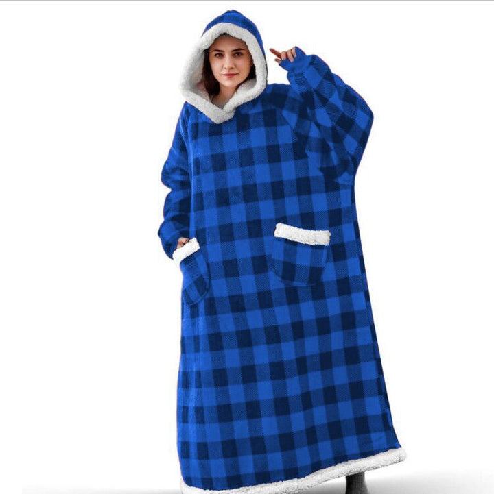 Super Long Flannel Blanket With Sleeves Winter Hoodies Sweatshirt Women Men Pullover Fleece Giant TV Blanket Oversized