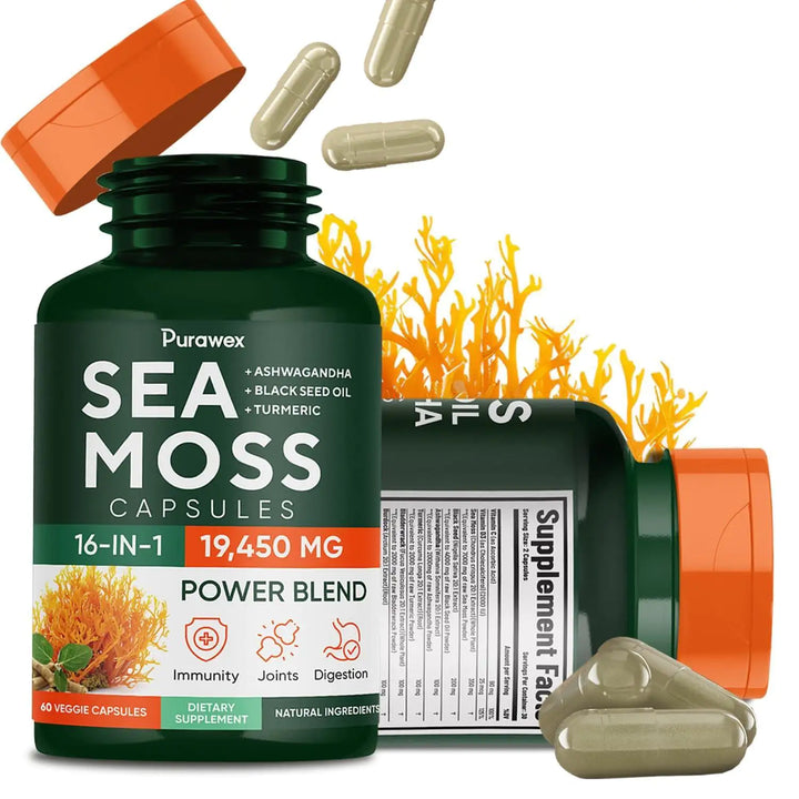 Irish Sea Moss Wellness Capsules: 30-Day Supply (60 Capsules)