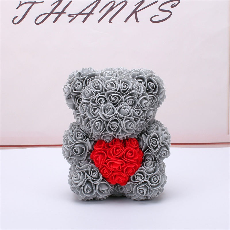 Valentine's Day Gift Rose Bear Eternal Flower Rose Teddy Bear PE Foam Bear 25cm Valentines Day