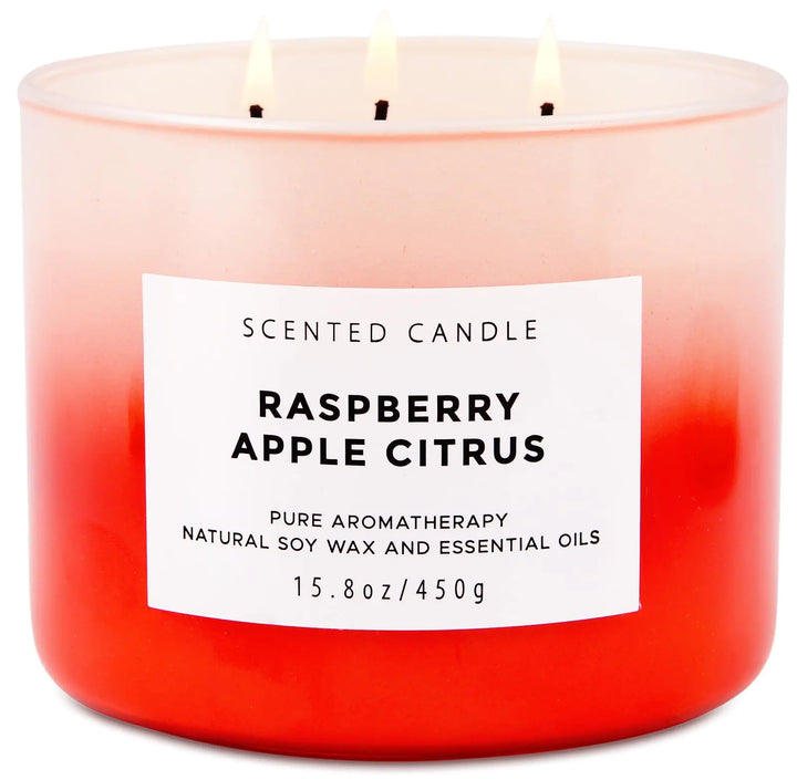 Raspberry Apple Citrus 3-Wick Soy Candle for Any Occasion