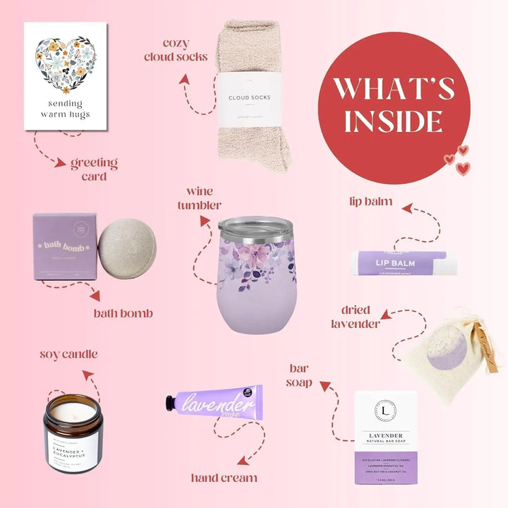 Lavender spa gift set for women with self-care items