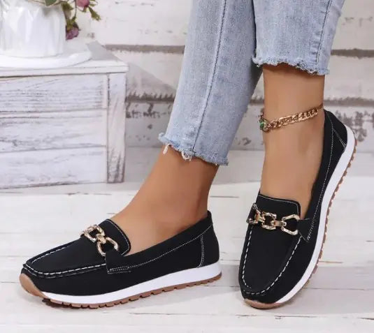 Chic Chain-Link Ladies' Loafers